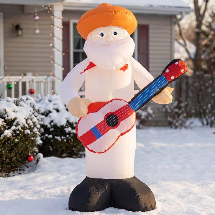 Inflable Santa boricua con guitarra 4 ft