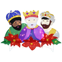 Tres Reyes Magos 2.5D con las pascuas y 105 luces LED 52" de largo, vista 3