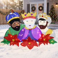 Tres Reyes Magos 2.5D con las pascuas y 105 luces LED 52" de largo, vista 1