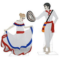 2D Latin couple dancing with 90 LED lights, 52" tall, view 3