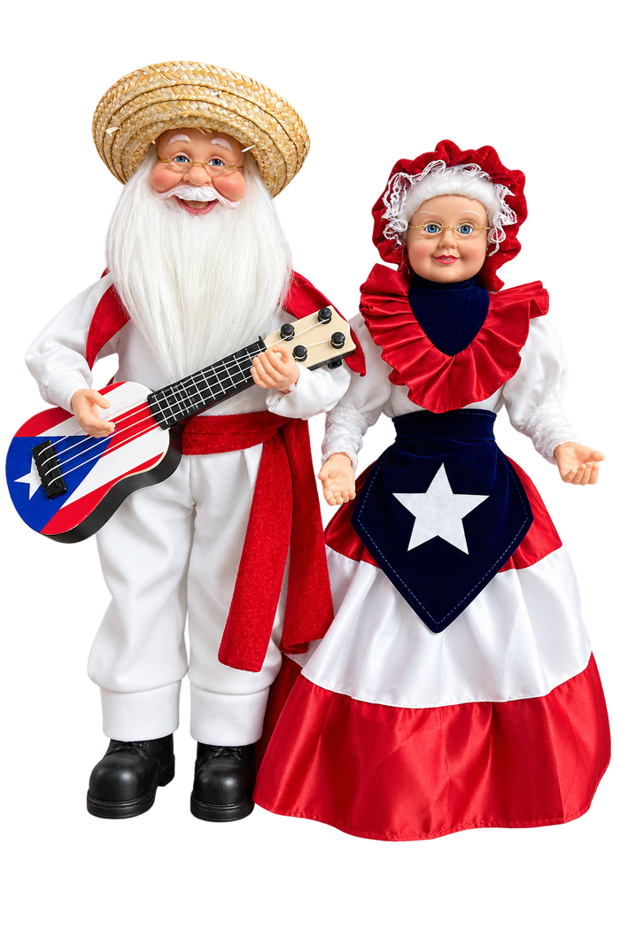 Set de Santa y Sra. Claus Puerto Rico 16" (2 piezas)
