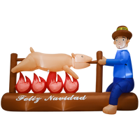 Inflable lechón a la vara con jíbaro Feliz Navidad 8 ft de largo, vista 2