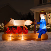 Inflable lechón a la vara con jíbaro Feliz Navidad 8 ft de largo, vista 1