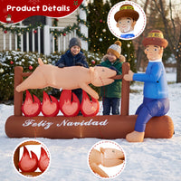 Inflable lechón a la vara con jíbaro Feliz Navidad 8 ft de largo, vista 4