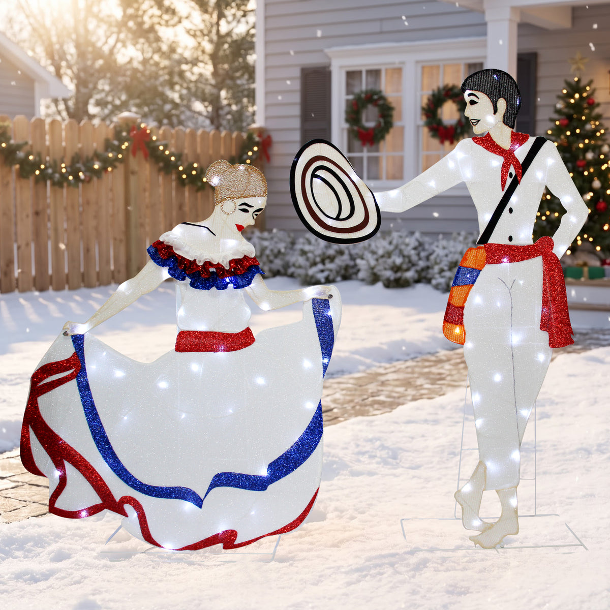 2D Latin couple dancing with 90 LED lights, 52" tall