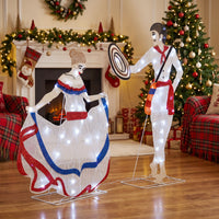 2D Latin couple dancing with 90 LED lights, 52" tall, view 2