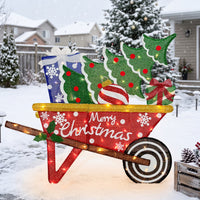 Carreta 2D Merry Christmas con árbol y regalos 36", vista 3