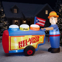 Inflable carrito de helados de nuestro país con sabores típicos de coco, piña y parcha con la persona típica 6 ft de largo, vista 4