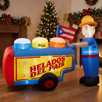 Inflable carrito de helados de nuestro país con sabores típicos de coco, piña y parcha con la persona típica 6 ft de largo, vista 3