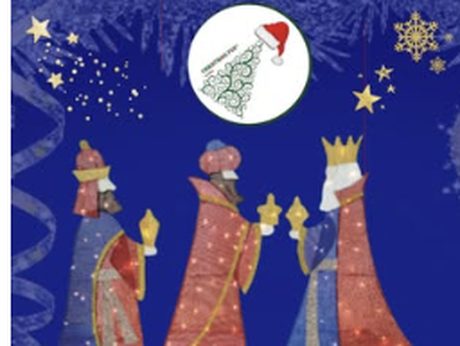 Tres Reyes Magos con luces para jardín